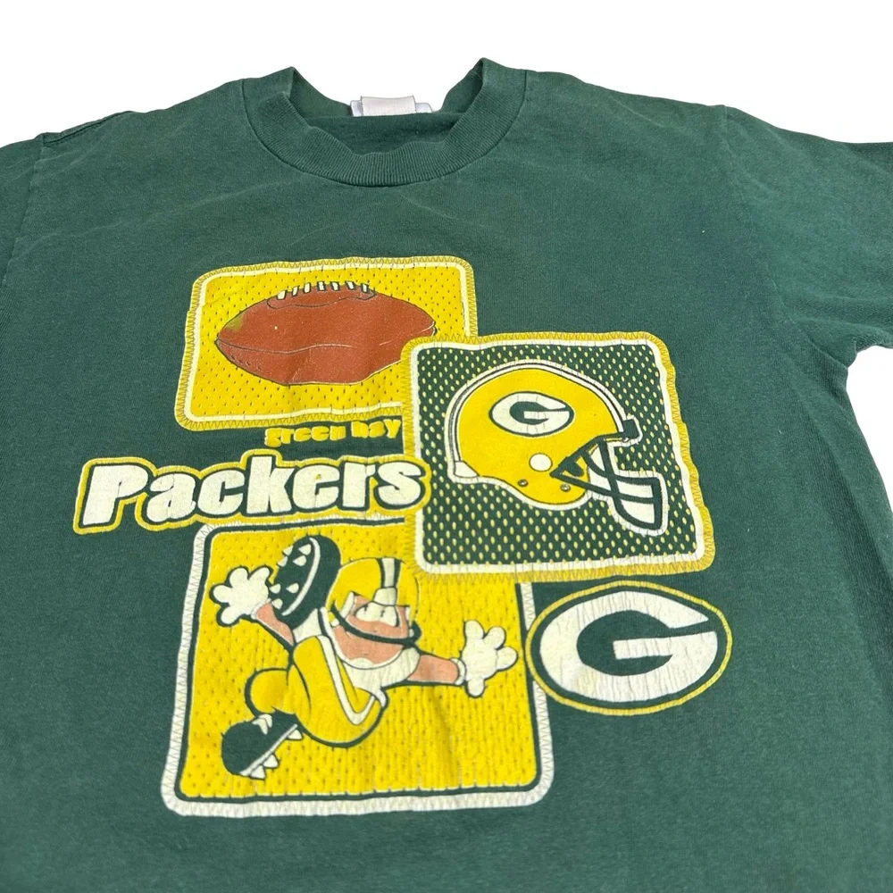 NFL Green Bay Packers Vintage 80s Short Sleeve Kids Graphic Fangear TShirt Tee